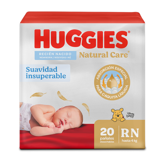 Pañales Huggies Natural Care Etapa 0/RN, 30uds